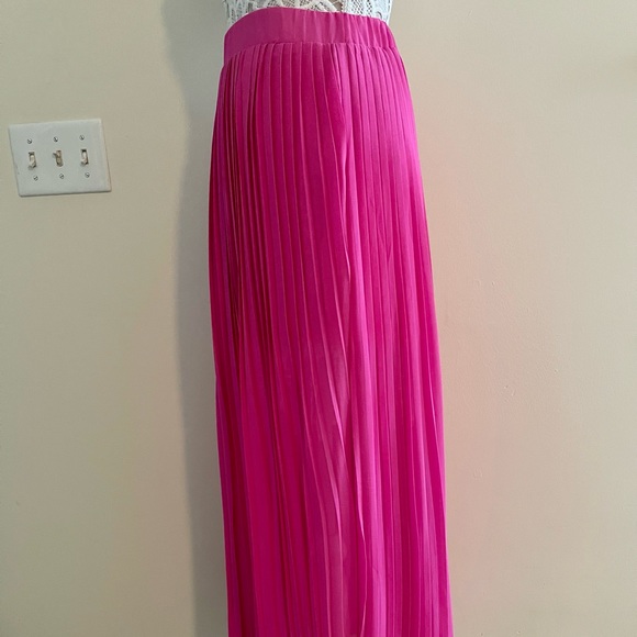 pleated maxi skirt fuchsia bright pink color Barbie style size S-M - Picture 7 of 10